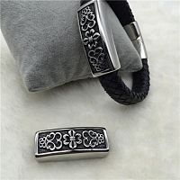 Бусина 12х6 мм для браслетов Цветочный орнамент Сталь  - купить для кожевенного хобби